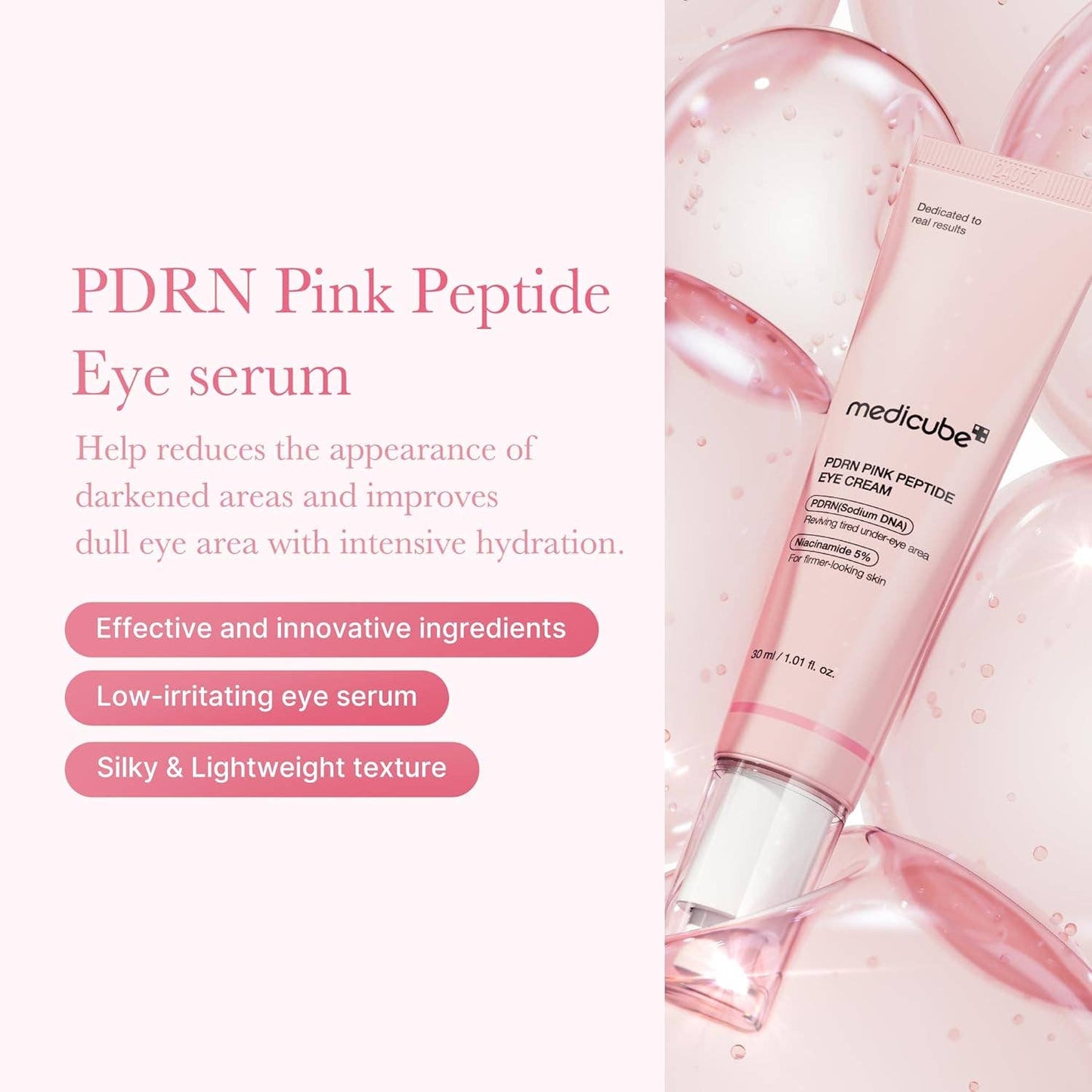 MEDICUBE Sérum pour les yeux au peptide rose et ADN de saumon PDRN 30 ml