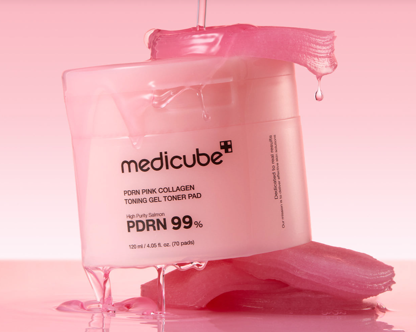MEDICUBE PDRN Gel Tonique Collagène Rose Tampons Tonifiants 70 Tampons