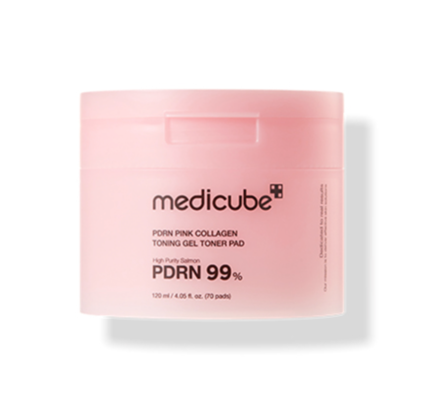 MEDICUBE PDRN Gel Tonique Collagène Rose Tampons Tonifiants 70 Tampons